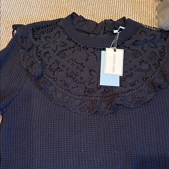 NWT ANTONIO MELANI x jenn sumko Catherine mockne black lace embroidered sweater - Picture 7 of 12